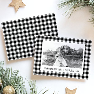 Cartes Pour Fêtes Annuelles Noël Photo Plaid Bison Noir et Blanc