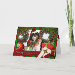 Cartes Pour Fêtes Annuelles Noël Photocard de Shih Tzu