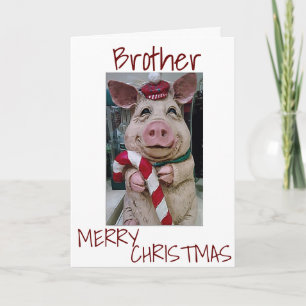 CARTES POUR FÊTES ANNUELLES NOËL PIG POUR * MON FRÈRE* PRÊT À CÉLÉBRER