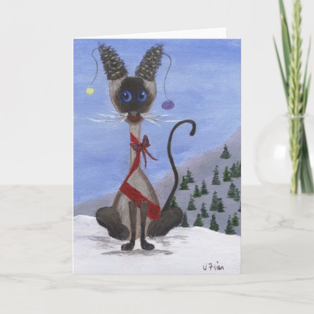 Cartes Pour Fêtes Annuelles Noël Pine Cone Siamese (Devant)