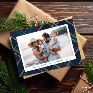 Cartes Pour Fêtes Annuelles Noël plaid une photo classique marine