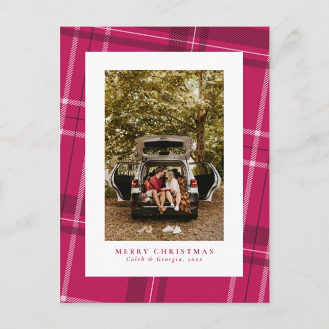 Cartes Pour Fêtes Annuelles Noël plaqué audacieux magenta rose photo (Devant)