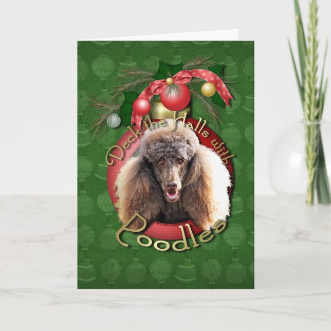 Cartes Pour Fêtes Annuelles Noël - plate-forme les halls - caniches - chocolat (Devant)