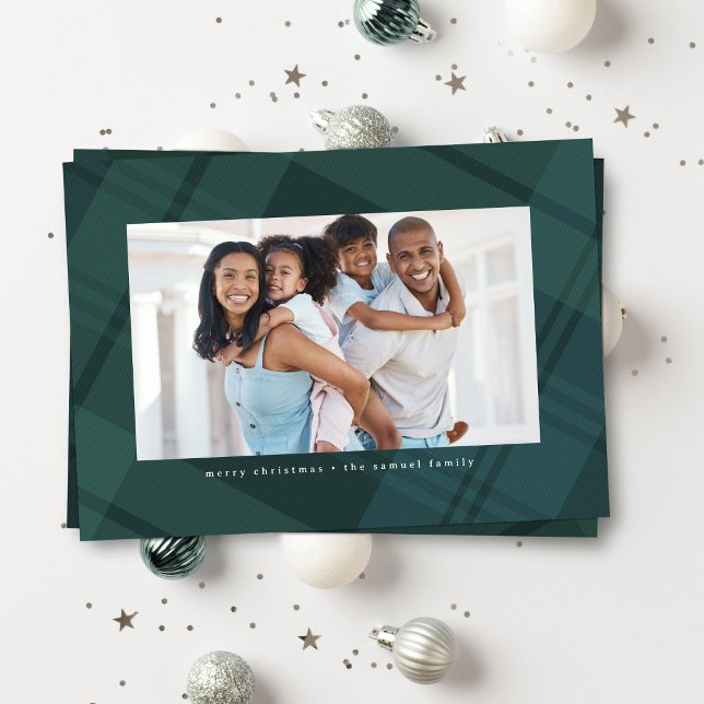 Cartes Pour Fêtes Annuelles Noël plissé simple bleu vert photo (Créateur téléchargé)
