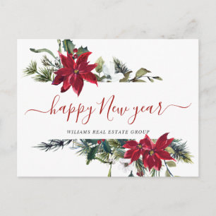 Cartes Pour Fêtes Annuelles Noël Poinsettia Mistletoe Salutation d'entreprise