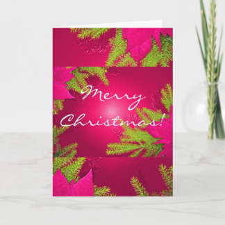 Cartes Pour Fêtes Annuelles Noël Poinsettia Rose Et Vert En Anglais