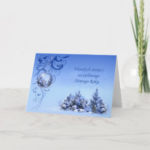Cartes Pour Fêtes Annuelles Noël polonais - sapins enneigés, baubles, tourbill