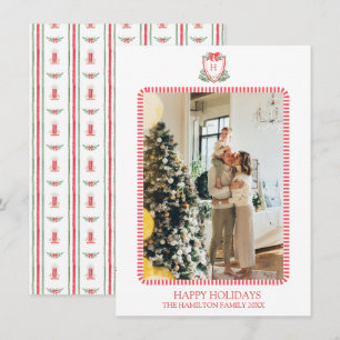 Cartes Pour Fêtes Annuelles Noël Porte rouge Monogramme Photo Grandmillentenai