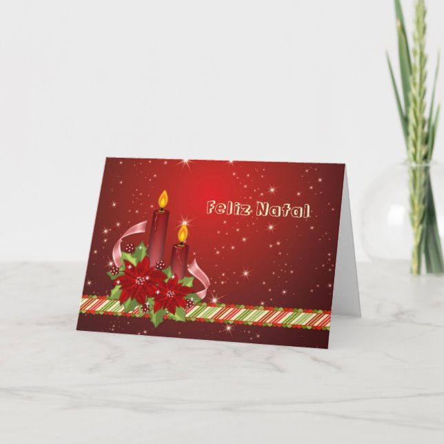 Cartes Pour Fêtes Annuelles Noël portugais - poinsettia et bougies (Devant)