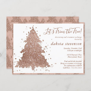 Cartes Pour Fêtes Annuelles Noël posh Glam Rose Gold Tree Trim Party