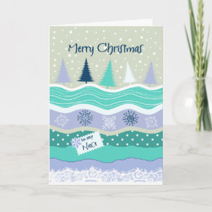 Cartes Pour Fêtes Annuelles Noël pour la nièce - sapins, flocons de neige,