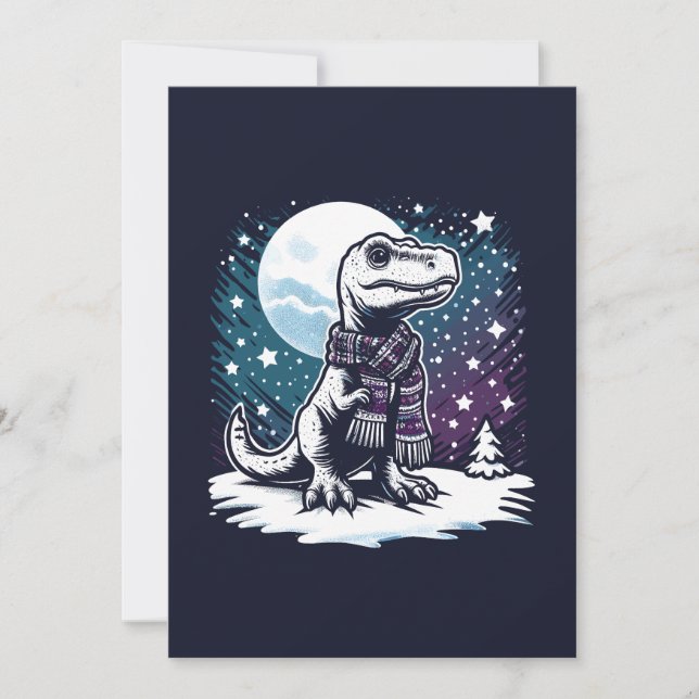 Cartes Pour Fêtes Annuelles Noël Prêt T Rex Dinosaur (Devant)