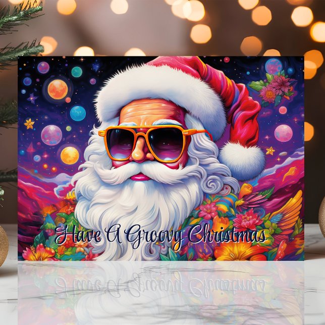 Cartes Pour Fêtes Annuelles Noël psychédélique de Père Noël super (Créateur téléchargé)