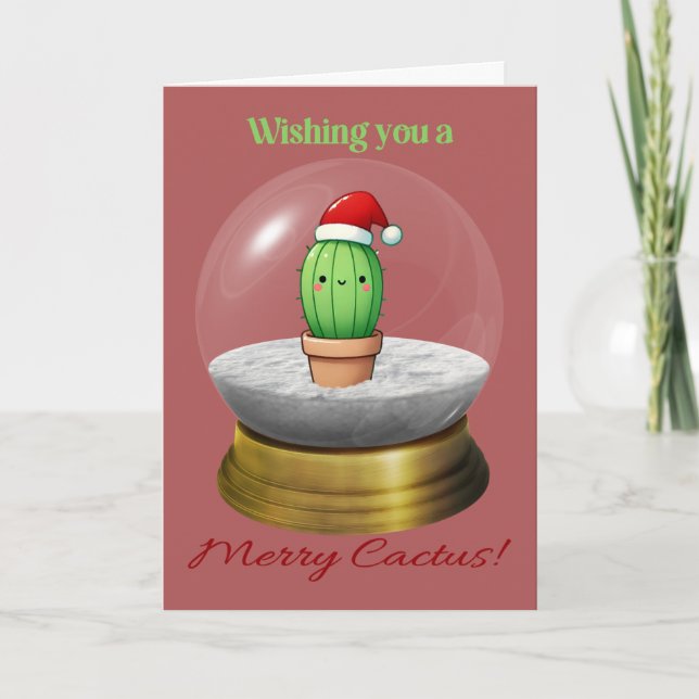 Cartes Pour Fêtes Annuelles Noël Pun Cactus (Devant)