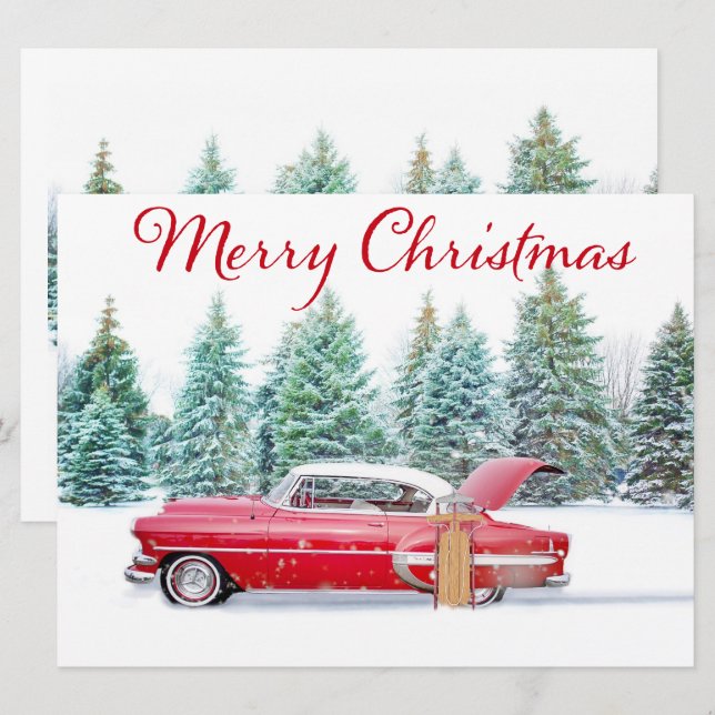 Cartes Pour Fêtes Annuelles Noël Red Chevrolet (Devant / Derrière)