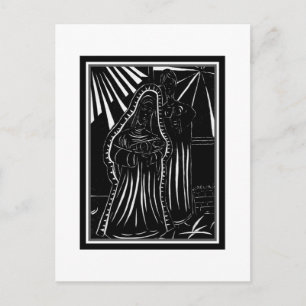 Cartes Pour Fêtes Annuelles Noël religieux blanc de nativité noire d'abrégé
