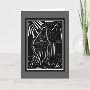 Cartes Pour Fêtes Annuelles Noël religieux blanc de nativité noire d'abrégé