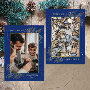 Cartes Pour Fêtes Annuelles Noël Religieux Catholique Bleu Photo