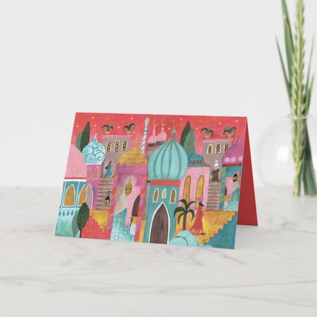 Cartes Pour Fêtes Annuelles Noël religieux de la ville orientale (Devant)
