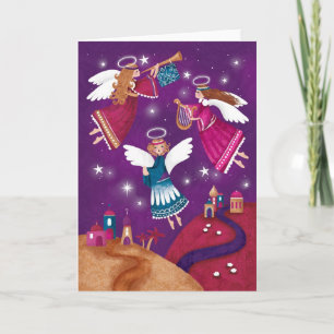 Cartes Pour Fêtes Annuelles Noël religieux moderne, trois anges