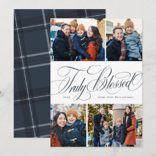 Cartes Pour Fêtes Annuelles Noël religieux quatre photo élégante marine