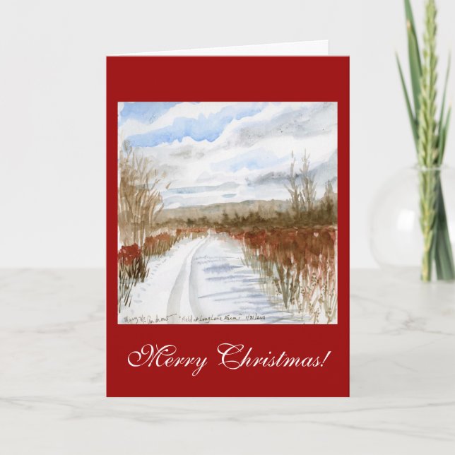 Cartes Pour Fêtes Annuelles Noël rempli par neige de paysage d'hiver de champ (Devant)