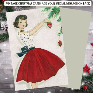 Cartes Pour Fêtes Annuelles Noël Rétro  La Femme en Rouge