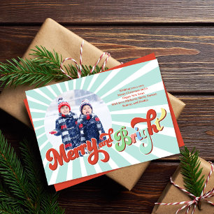 Cartes Pour Fêtes Annuelles Noël Retro Merry et Bright Photo