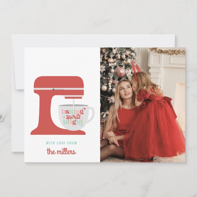 Cartes Pour Fêtes Annuelles Noël Retro Pastel | Baking Spiritueux (Devant)