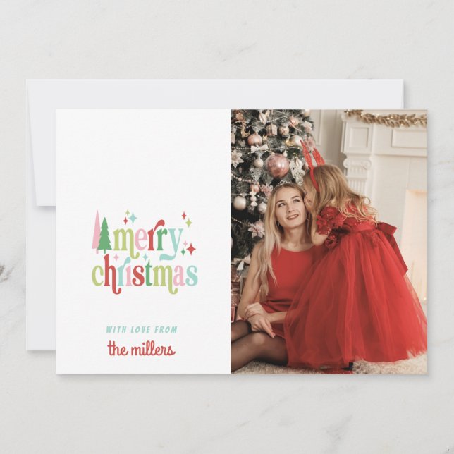 Cartes Pour Fêtes Annuelles Noël Retro Pastel | Joyeux Noël (Devant)