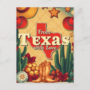 Cartes Pour Fêtes Annuelles Noël rétro vintage du Texas avec amour