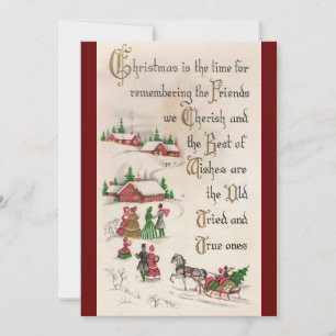Cartes Pour Fêtes Annuelles Noël rétro Vintage évoquant la scène de la neige