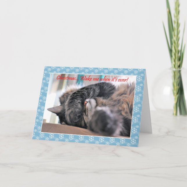 Cartes Pour Fêtes Annuelles Noël réveille-moi quand c'est fini ! Cat Christmas (Devant)