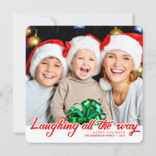 Cartes Pour Fêtes Annuelles Noël Rire Main Script Pleine Bleed Photo