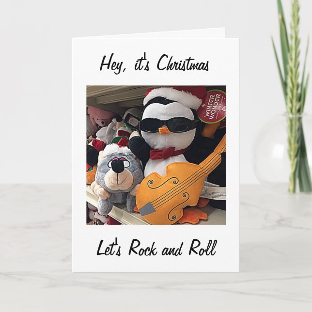 CARTES POUR FÊTES ANNUELLES NOËL=ROCK/ROLL=PRÊT À CÉLÉBRER (Devant)