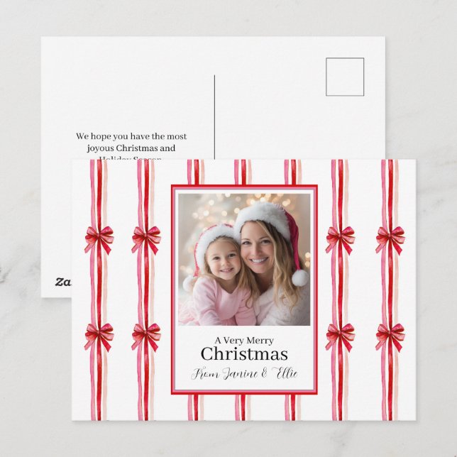 Cartes Pour Fêtes Annuelles Noël rose (Devant / Derrière)