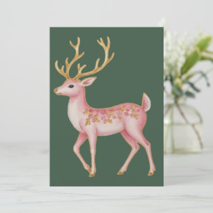 Cartes Pour Fêtes Annuelles Noël Rose Floral Renne Bois Vintage