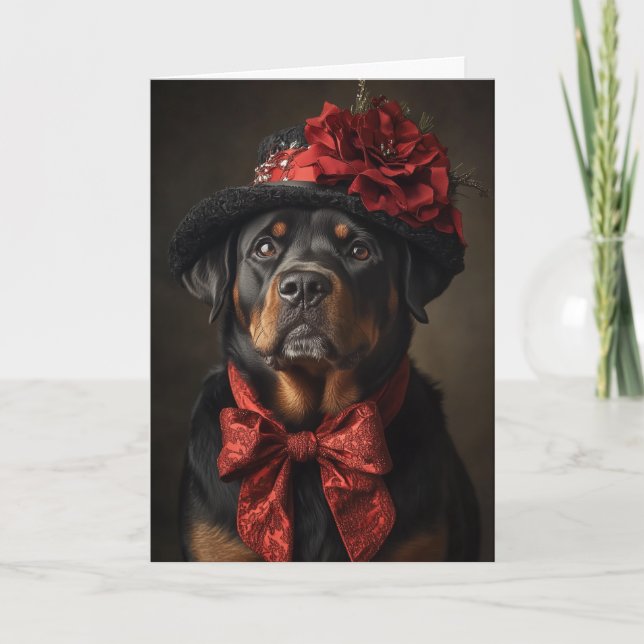 Cartes Pour Fêtes Annuelles Noël Rottweiler Victorien (Devant)