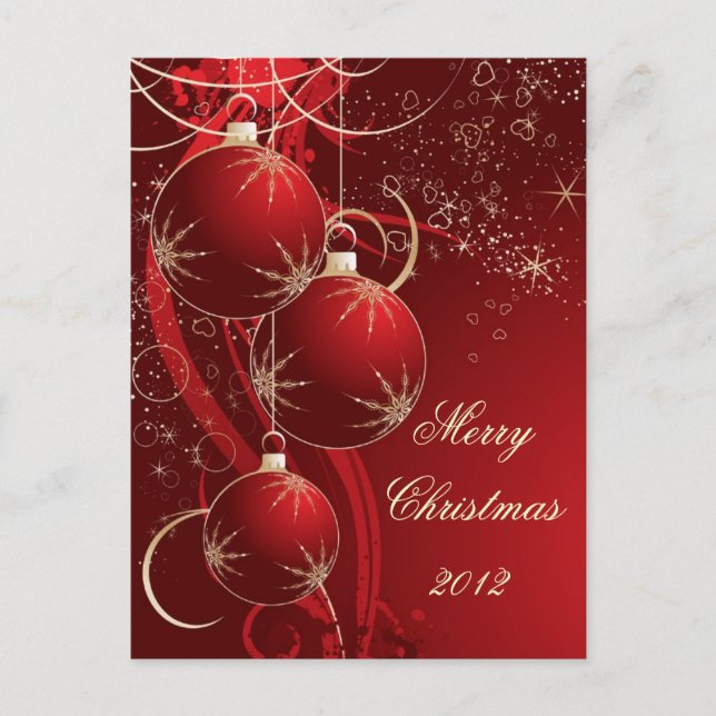 Cartes Pour Fêtes Annuelles Noël rouge élégant (Devant)