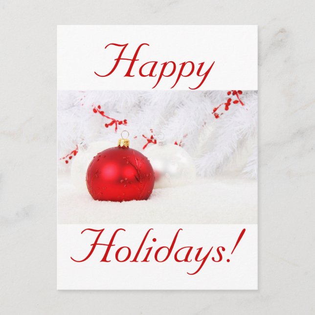 Cartes Pour Fêtes Annuelles Noël Rouge Et Blanc Joyeuses Fêtes (Devant)