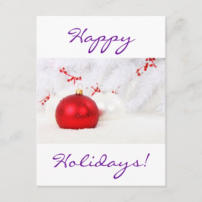 Cartes Pour Fêtes Annuelles Noël Rouge Et Blanc Joyeuses Fêtes (Devant)