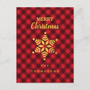 Cartes Pour Fêtes Annuelles Noël Rouge et noir Buffle Plaid Star Snowflake
