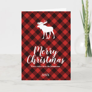 Cartes Pour Fêtes Annuelles Noël rouge et noir d'orignaux et de Buffalo de