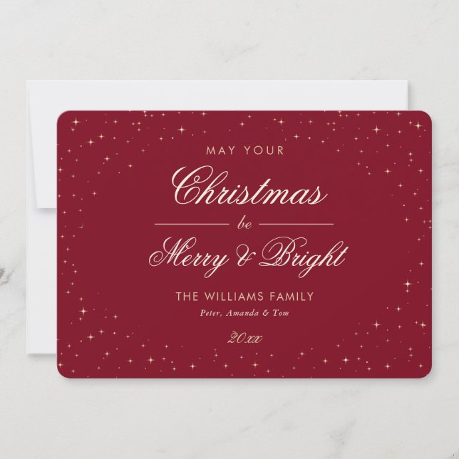 Cartes Pour Fêtes Annuelles Noël rouge étoile d'or (Devant)