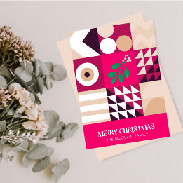 Cartes Pour Fêtes Annuelles Noël rouge géométrique moderne