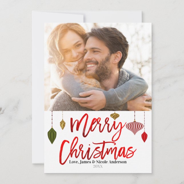 Cartes Pour Fêtes Annuelles Noël Rouge Huile Moderne Ornements Vacances Photo (Devant)