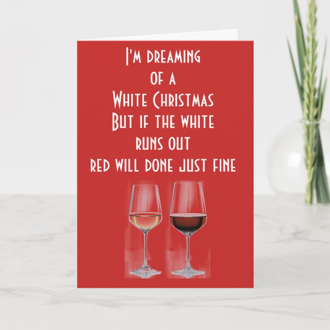 CARTES POUR FÊTES ANNUELLES NOËL ROUGE & VERT - ROUGE & BLANC POUR LE VIN! ! ! (Devant)