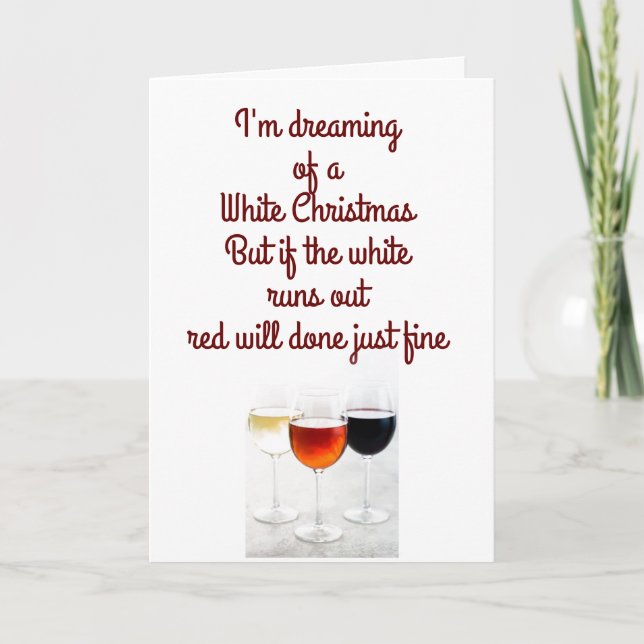 CARTES POUR FÊTES ANNUELLES NOËL ROUGE & VERT - ROUGE & BLANC POUR LE VIN! ! ! (Devant)
