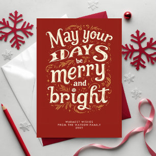 Cartes Pour Fêtes Annuelles Noël Rouge Vintage Merry and Bright