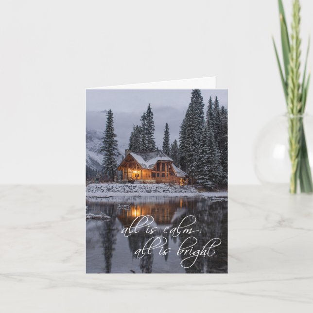 Cartes Pour Fêtes Annuelles Noël Russe Cabine Bois Bois Lac (Devant)